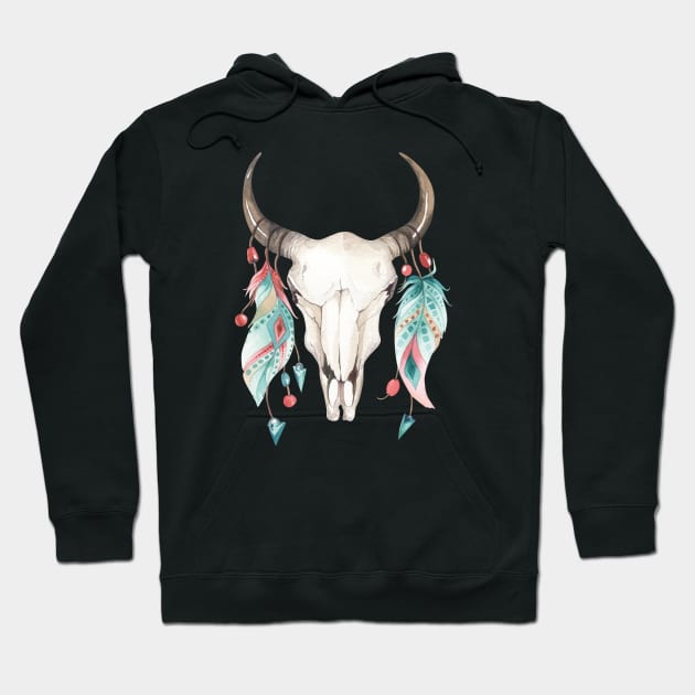 Boho Cow Skull Hoodie by PixelArt